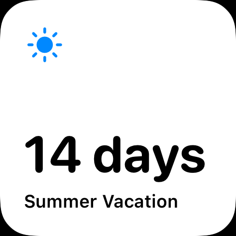 Trackdown Home Screen widget showing a countdown